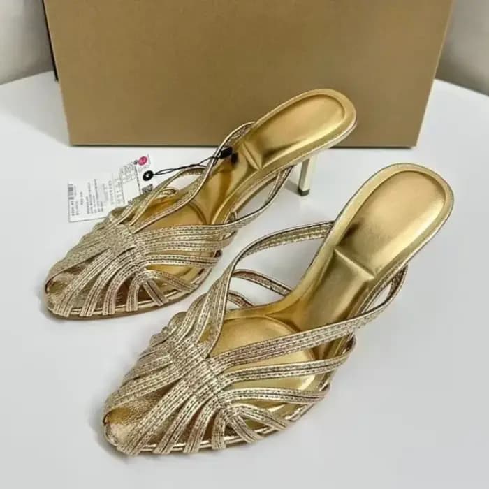 Talons hauts été femmes sandales romaines or rencontres décontracté élégant Stiletto respirant conception creuse femme