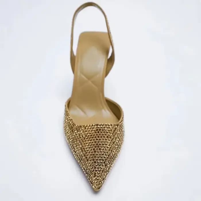 Escarpins à talons hauts 2025 été nouvelle marque sandales pour femmes mode boucle en cristal Slingback