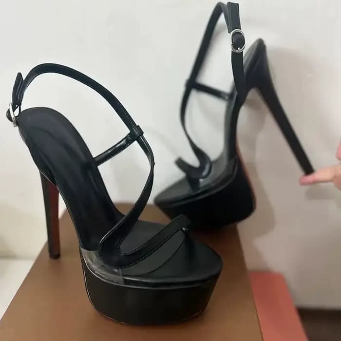 Onlymaker Sandales à plateforme pour femmes, à bout ouvert, à talons fins et hauts, pour soirée, tal