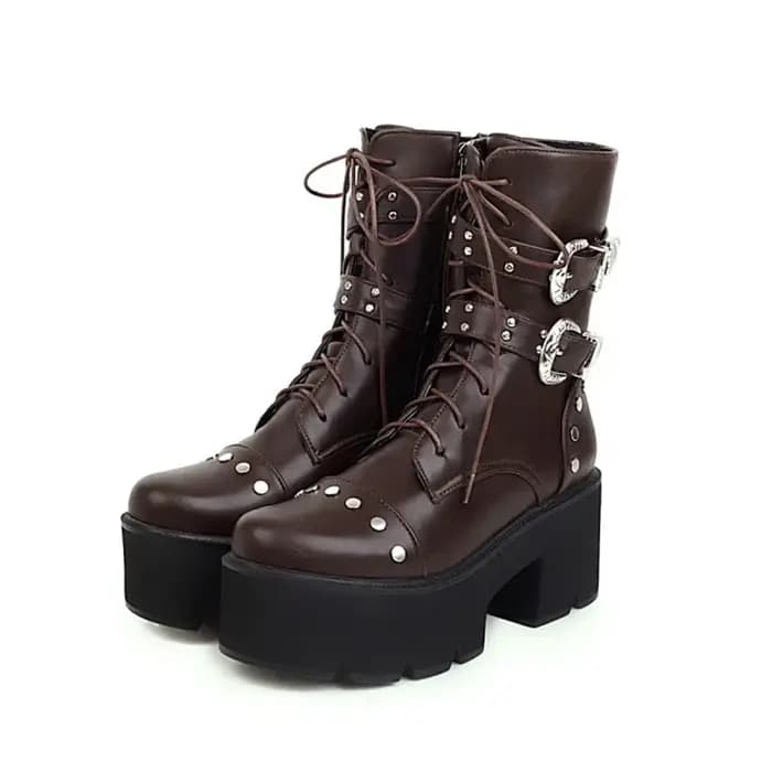 Bottines à lacets avec fermeture éclair pour femmes
