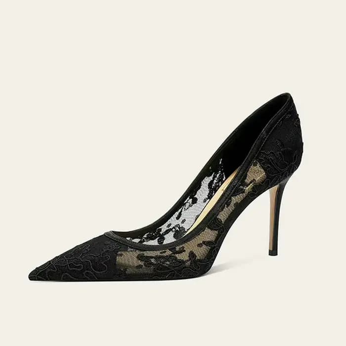 Nouvelles Chaussures à Talons Hauts Noires en Gaze pour Femmes 2026