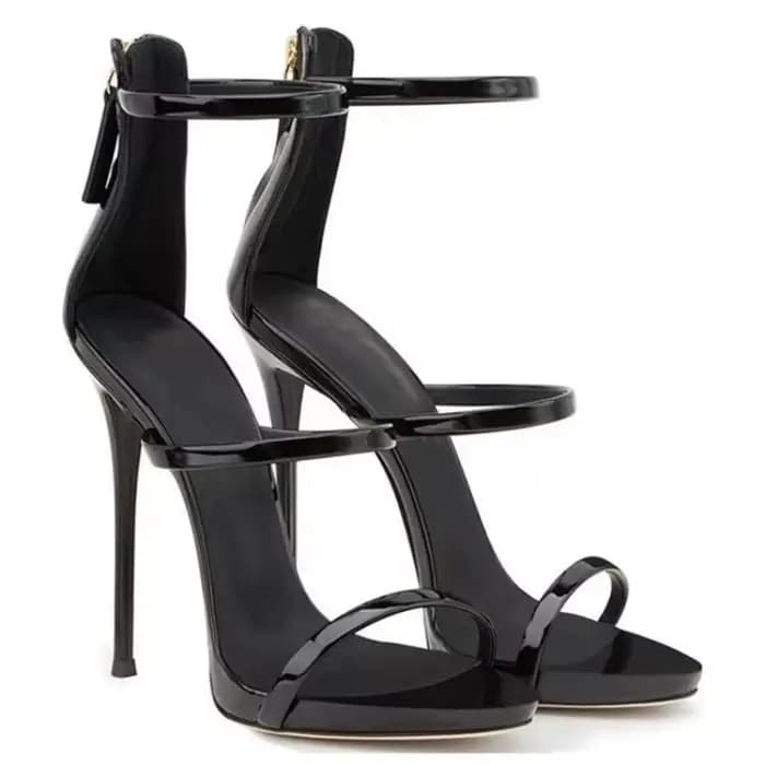 Escarpins pour femme, nouvelles sandales d'été sexy à talons aiguilles, talons hauts de qualité supérieure pour banquets avec fermeture éclair et bride combinée