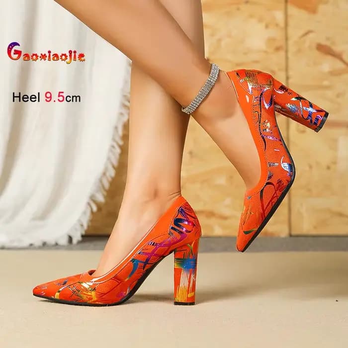 Nouvelles chaussures à talons hauts pour femmes, mode printemps automne, bouche peu profonde, bout pointu, talon épais, chaussures à talons hauts, chaussures simples pour femmes, grande taille 36-43