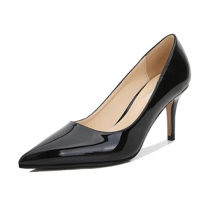 Escarpins à talons hauts pour femmes en cuir verni bout pointu mode quotidienne 7.5cm