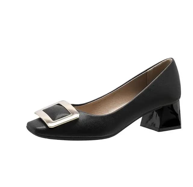 Escarpins carrés à enfiler en cuir verni brillant blanc beige pour dames, chaussures confortables, Parker large, convient aux avocats, 33-43, 21cm, 5cm