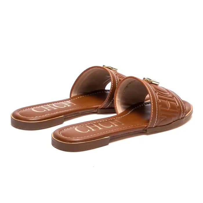 C-H femme chaussures plates été nouvelle couleur unie en relief sandales Simple mode pantoufles pour