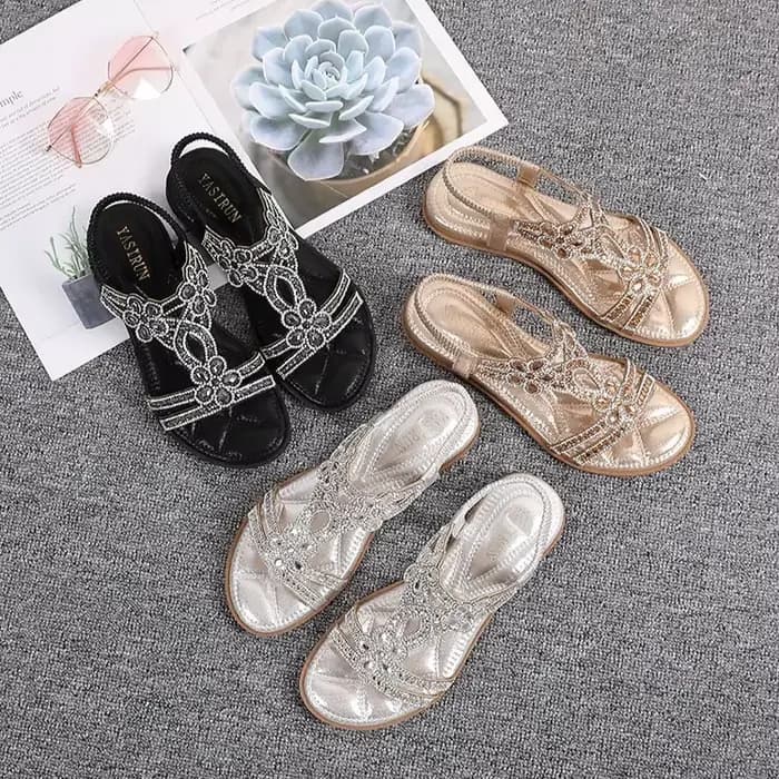 Nouvelles sandales à strass tendance et polyvalentes pour femmes