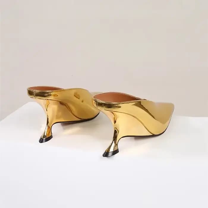 2025 nouveau Design mode plate-forme compensées talons hauts Mule femmes pantoufles concis peu profond bout pointu robe de soirée dames chaussures