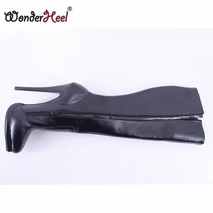 Bottes à talon aiguille Wonderheel de 16 cm, talon extrêmement haut, cuir mat épais, sexy, pour filles, plateforme, hauteur genou, en stock