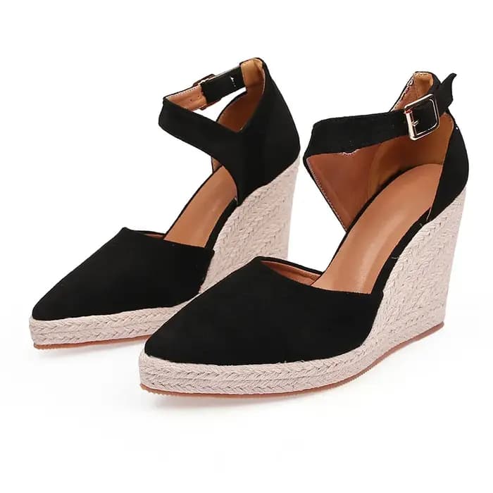 Bout pointu femmes chaussures compensées plate-forme talon haut Espadrille semelle été mode sandales robe pompes Size34-42 Zapatos De Mujer