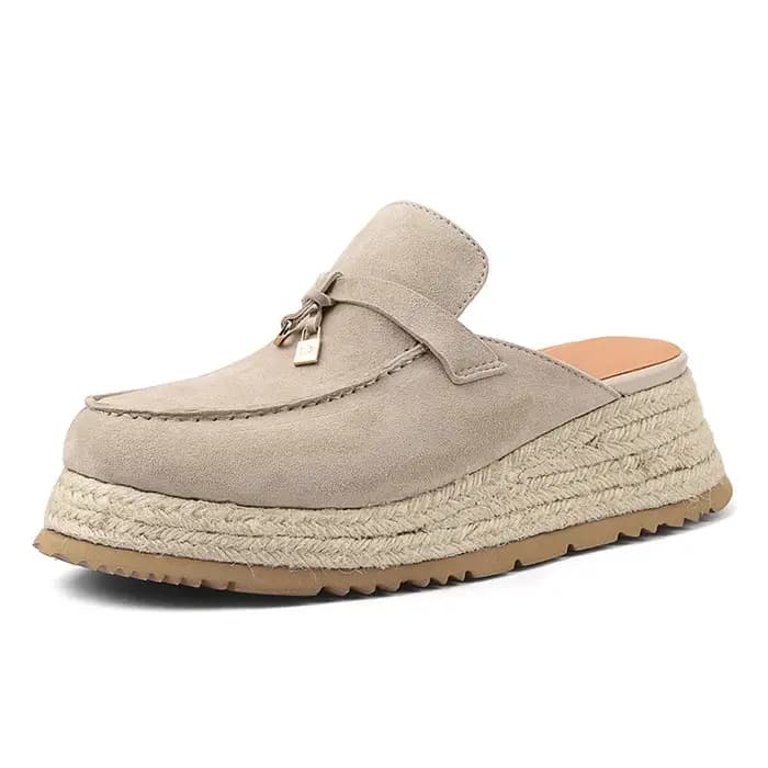 MKKHOU mode chaussures pour femmes nouveau haute qualité daim tête ronde pantoufles à semelles épaisses Mules modernes