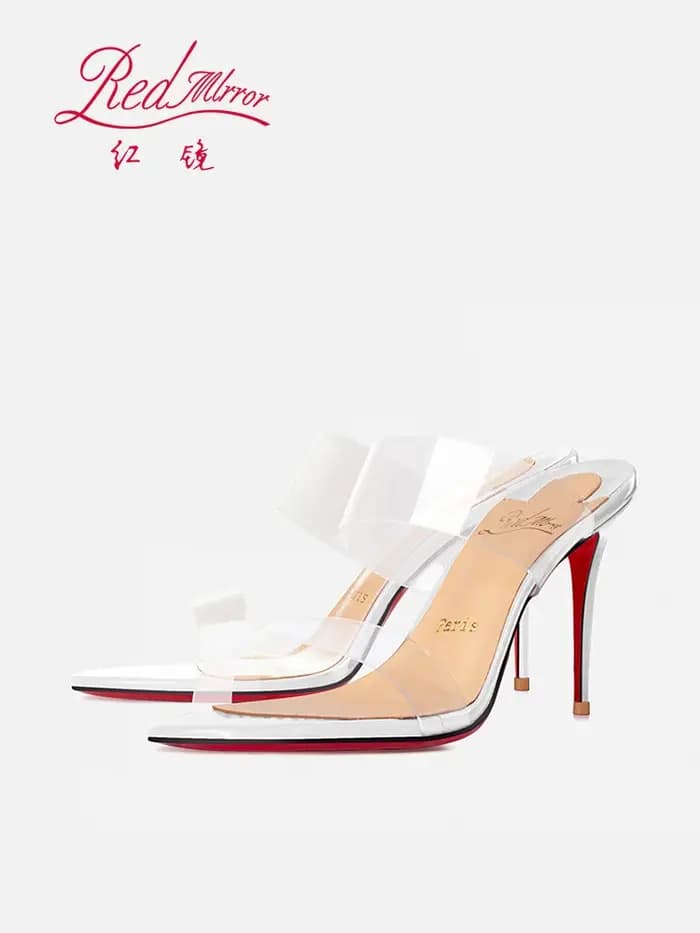 Sandales nues transparentes en cuir véritable