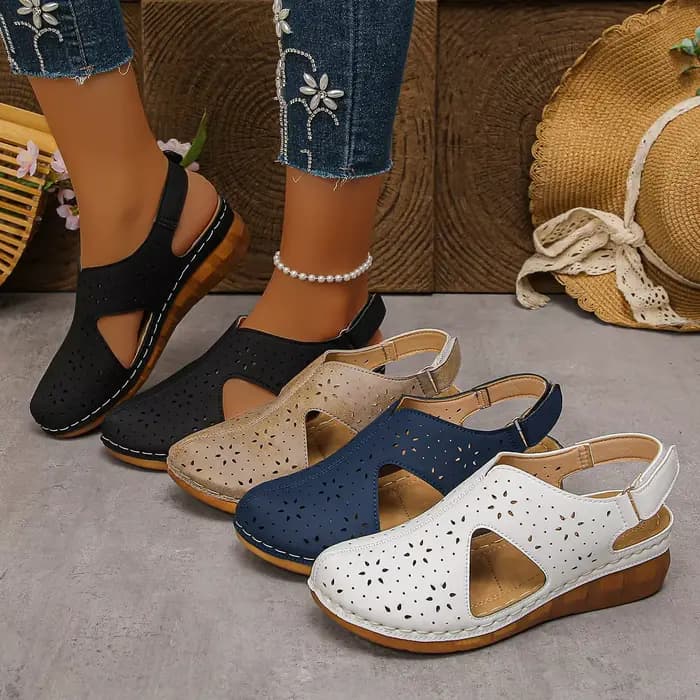 Nouvelles sandales compensées pour femmes 2026, design encastré tendance, chaussures de plage style rétro, sandales décontractées grandes tailles pour l'été