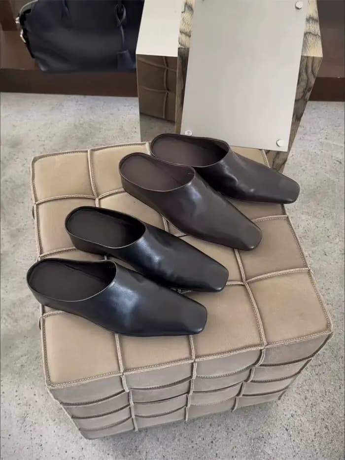 Mules en cuir rétro pour femmes, chaussures polyvalentes à enfiler pour le printemps, l'été et l'aut