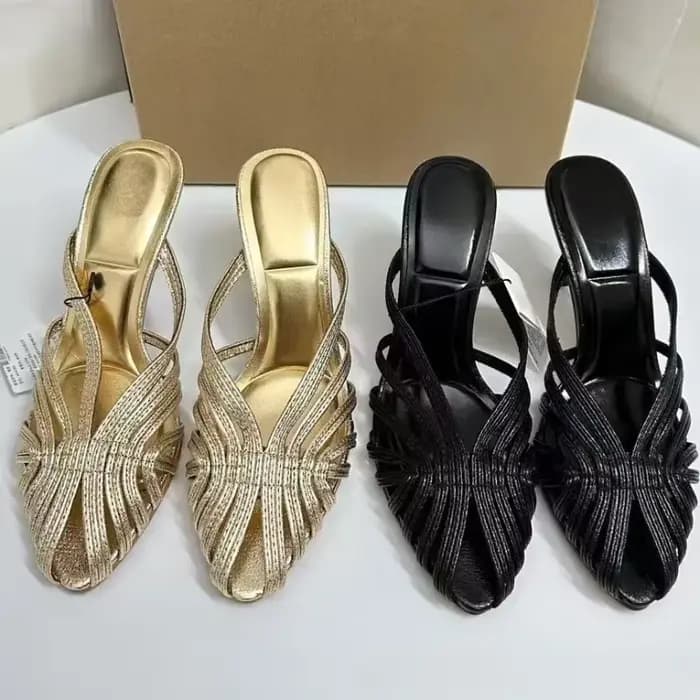 Talons hauts été femmes sandales romaines or rencontres décontracté élégant Stiletto respirant conception creuse femme fête Mules chaussures