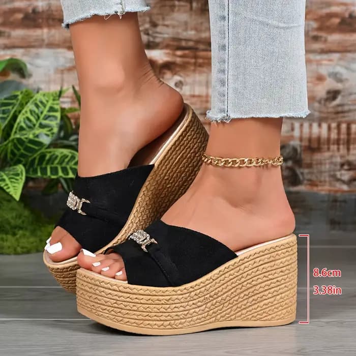 Nouvelles sandales compensées à bout ouvert pour femme, style européen, plateforme épaisse, talons hauts, élégantes, décontractées, pour la plage