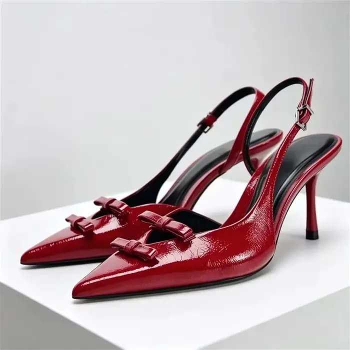 Sandales de luxe pour femmes, de marque, à bout pointu, à talons hauts, sexy, rouges, élégantes, avec nœud, pour soirée, chaussures habillées pour femmes