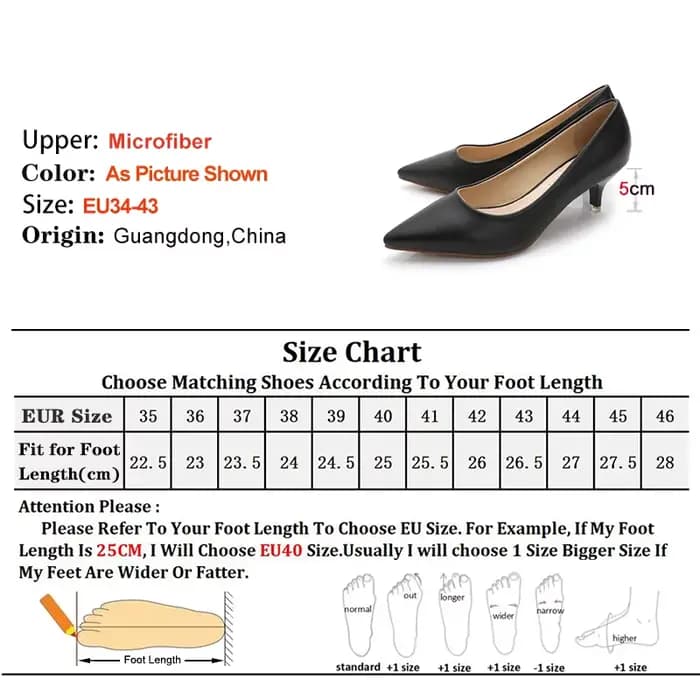 Chaussures à talons moyens noirs de 5cm pour femmes