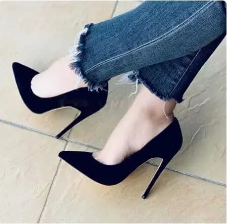 Escarpins pointus en velours à enfiler peu profond pour femmes