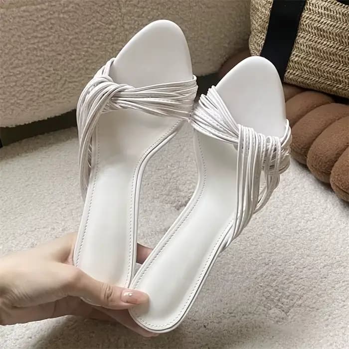 Pantoufles élégantes à talons aiguilles pour femmes, sandales sexy à bout pointu et à bande étroite, chaussures confortables pour femmes