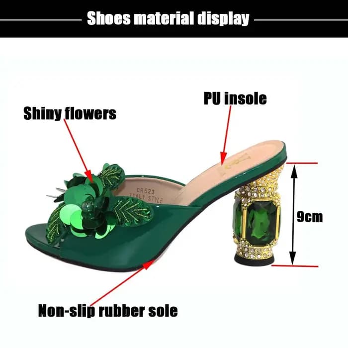 Escarpins africains de couleur verte, chaussures d'été à talons hauts pour femmes, chaussures de mar