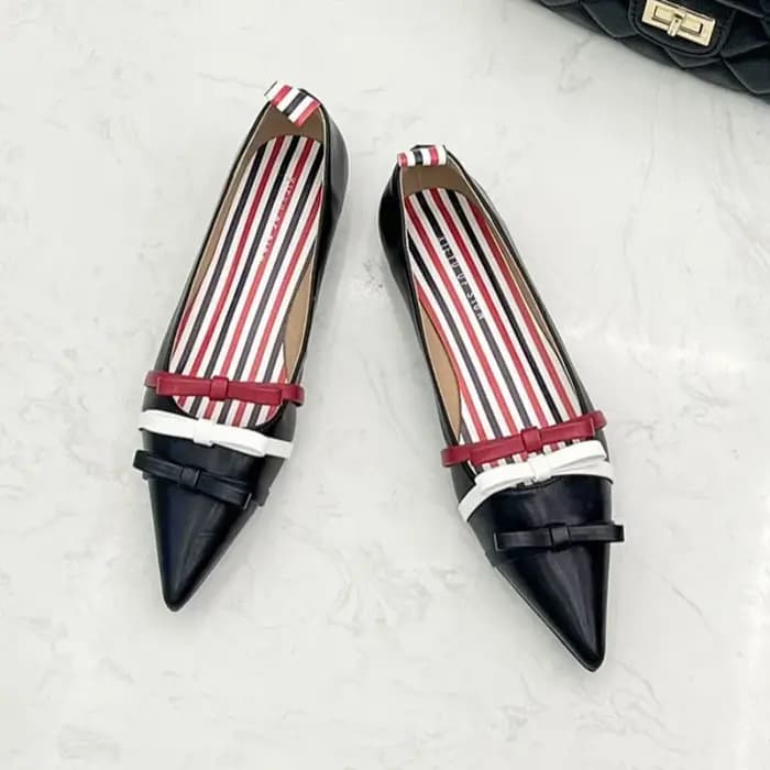 Nouvelles Chaussures Femme 2026 – Élégantes Chaussures Décontractées Françaises pour Femme, Chaussures Plates à Bout Pointu avec Nœud Exquis, Chaussures de Créateur, Zapatos Mujer