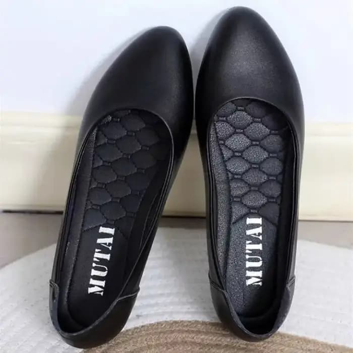 Talon compensé bout pointu bas élégant noir chaussures pour femmes 2025 dames
