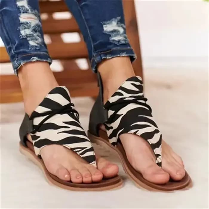 Sandales d'Été à Imprimé Léopard pour Femme, Chaussures Personnalisées, Plates, Grande Taille