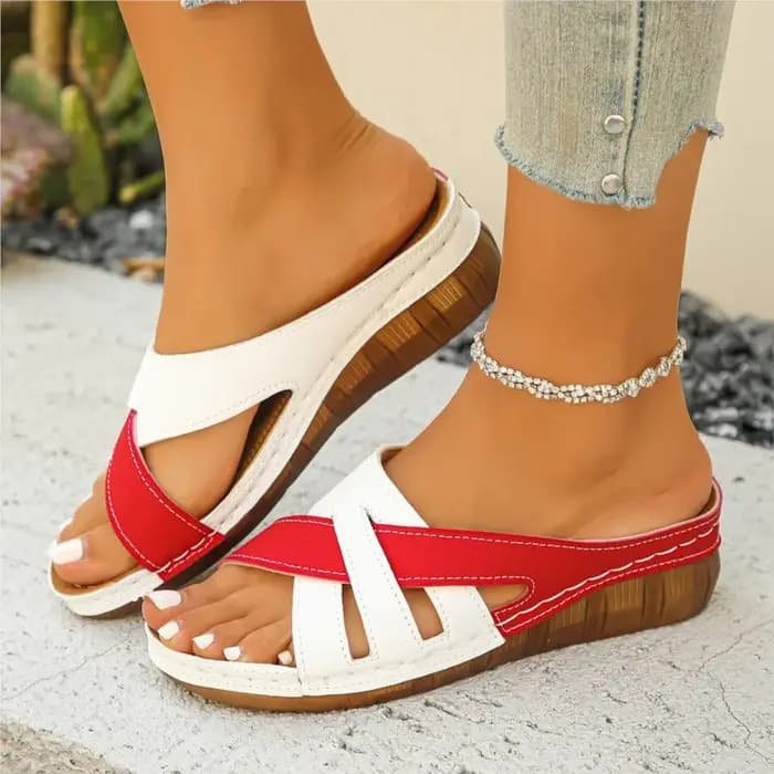 Été femme chaussures sandales respirant chaussures femme diapositives sandales femme sandales à talons compensés dames élégant femme pantoufle chaussures
