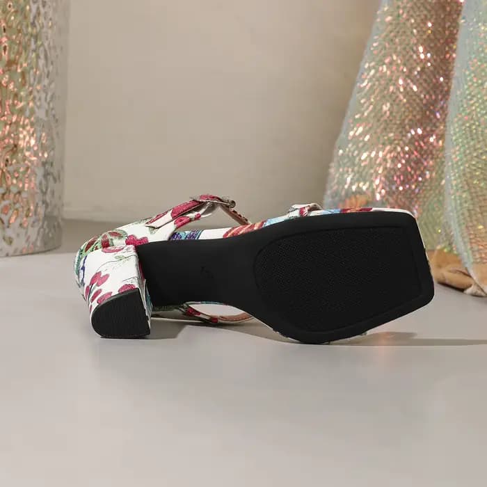 Sandales à talons à deux brides pour femmes, talon bloc épais, sandales habillées pour le bureau et les soirées, à bout ouvert, à enfiler, pointures 36-43
