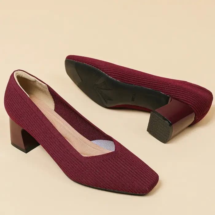Chaussures femme talons hauts confortable carré tricoté respirant