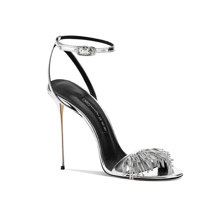 Talons aiguilles argentés femmes sandales d'été élégant Style fée mode